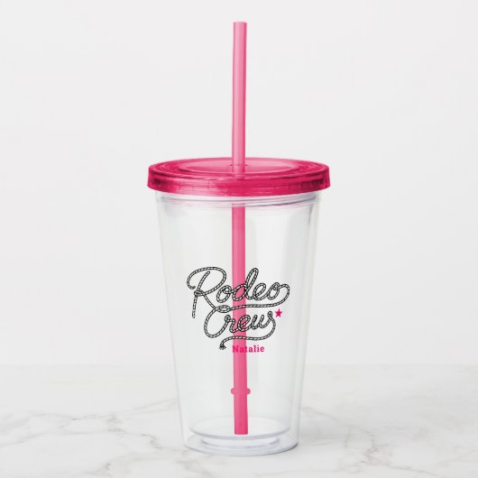 Roze Rodeo Crew Westerse Bachelorette Party Acryl Drinkbeker (Voorkant)