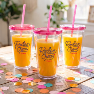 Roze Rodeo Crew Westerse Bachelorette Party Acryl Drinkbeker