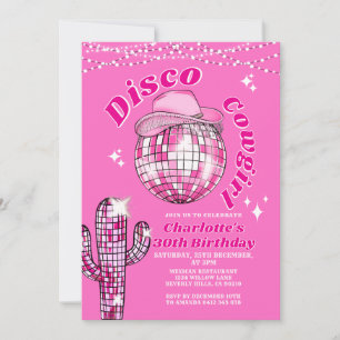 Roze Rodeo Disco Cowgirl Bling Cactus Verjaardag Kaart