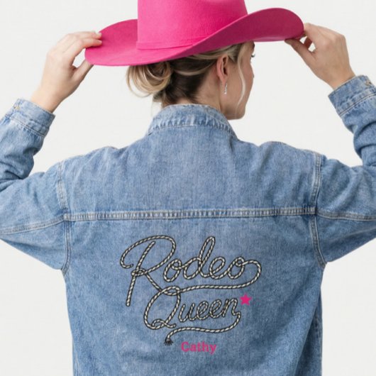 Roze Rodeo Koningin Bruid Westerse Bachelorette Fe Denim Jacket