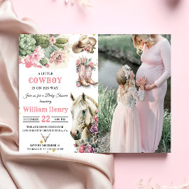 Roze Rodeo Western Cowboy Baby shower Kaart