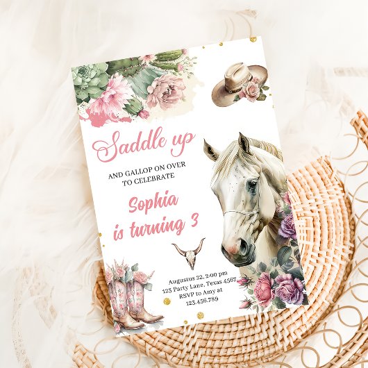 Roze Rodeo Western Cowboy Verjaardagsfeest Kaart