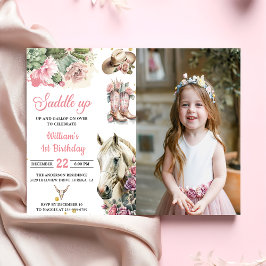 Roze Rodeo Western Cowboy Verjaardagsfeestfoto Kaart