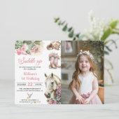 Roze Rodeo Western Cowboy Verjaardagsfeestfoto Kaart (Staand voorkant)