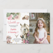 Roze Rodeo Western Cowboy Verjaardagsfeestfoto Kaart (Voorkant)