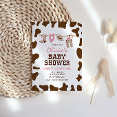 Roze Rodeo Western Cowgirl Baby shower Kaart