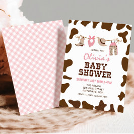 Roze Rodeo Western Cowgirl Baby shower Kaart