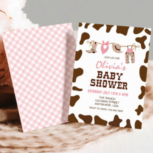 Roze Rodeo Western Cowgirl Baby shower Kaart