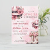 Roze Rodeo Western Cowgirl Baby shower Kaart (Staand voorkant)