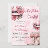 Roze Rodeo Western Cowgirl Verjaardagsfeest Kaart (Voorkant)
