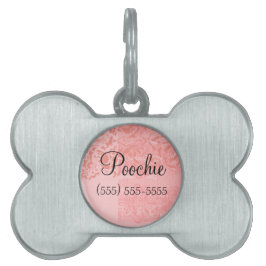 Roze Rodle Damask Small Dog Collar Pendant - Huisdieren Naamplaatje