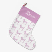 Roze Rodle Kerstmis Naam Cute Grote Kerstsok (Voorkant (Hangend))