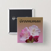 roze rododendron bloem trouwkaarten vierkante button 5,1 cm (Voorkant /achterkant)