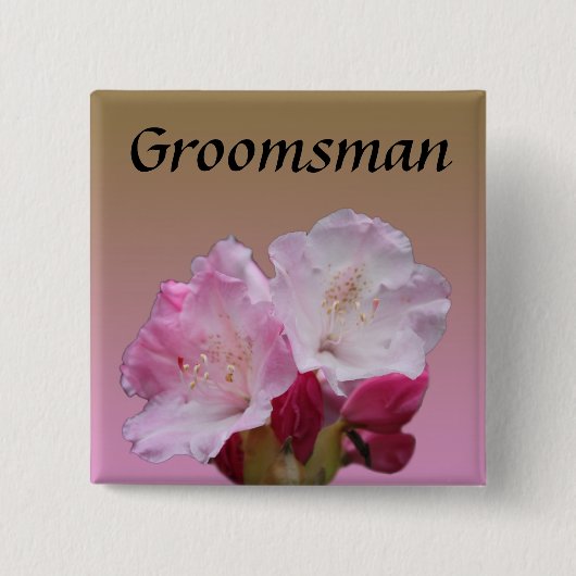 roze rododendron bloem trouwkaarten vierkante button 5,1 cm (Voorkant)