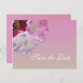  roze rododendron bloemen behalve de datum aankondigingskaart (Voorkant / Achterkant)