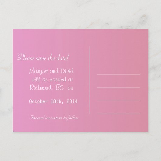  roze rododendron bloemen behalve de datum aankondigingskaart (Achterkant)