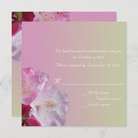 roze rododendron bloemen RSVP kaart (Voorkant / Achterkant)