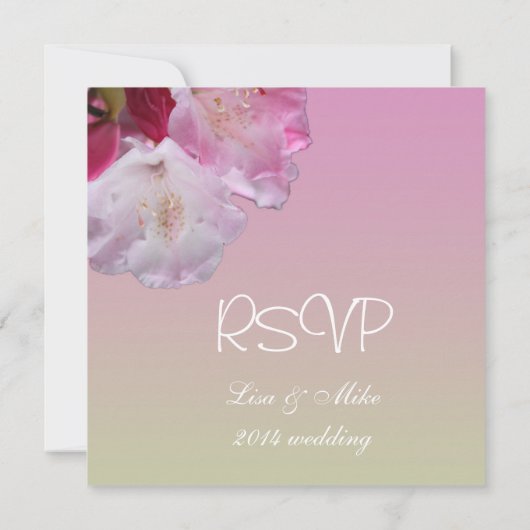 roze rododendron bloemen RSVP kaart (Achterkant)