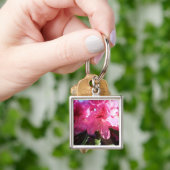 Roze rododendron bloemen sleutelhanger (Hand)