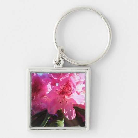 Roze rododendron bloemen sleutelhanger (Voorkant)