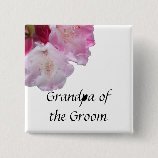 roze rododendron knop vierkante button 5,1 cm (Voorkant)