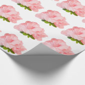 Roze rododendron op wit cadeaupapier (Hoek)
