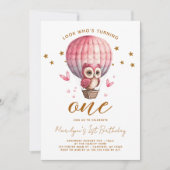 Roze roeien 1ste verjaardag kaart (Voorkant)