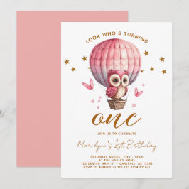 Roze roeien 1ste verjaardag kaart