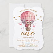 Roze roeien 1ste verjaardag Uitnodiging (Voorkant)