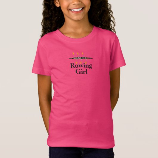 Roze Roeiend Roeister Meisjes' T-shirt (Voorkant)