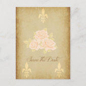 roze roemeense rozen met golden fleurdelis aankondigingskaart (Voorkant)