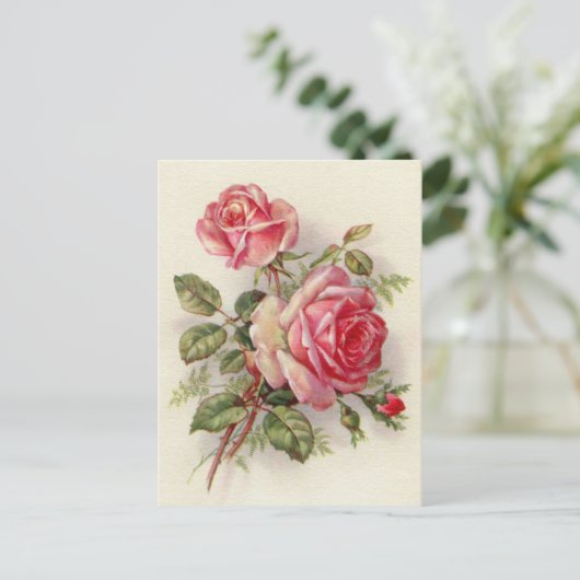  roze roest schattig briefkaart (Staand voorkant)