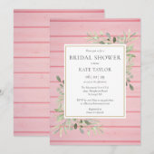 Roze Roestig Hout Groene Bruids-Shower Kaart (Voorkant / Achterkant)