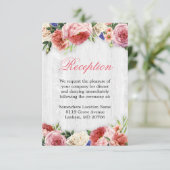 Roze Roestige Bloemige Houten Trouwreceptie Informatiekaartje (Staand voorkant)