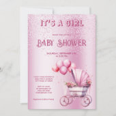 Roze rol Baby shower Uitnodiging (Voorkant)