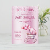 Roze rol Baby shower Uitnodiging (Staand voorkant)