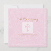 Roze Rol Christening Uitnodiging (Voorkant)