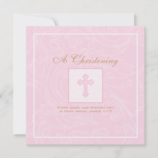 Roze Rol Christening Uitnodiging (Voorkant)
