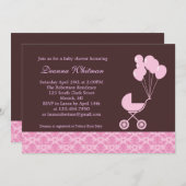 Roze rol met de Uitnodiging van het Baby shower va (Voorkant / Achterkant)