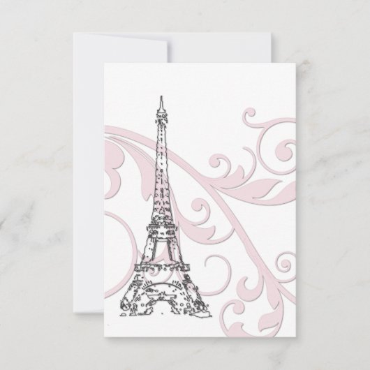 Roze rollen en Eiffeltoren Kaart (Voorkant)
