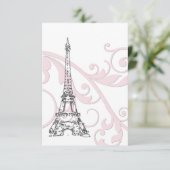 Roze rollen en Eiffeltoren Kaart (Staand voorkant)