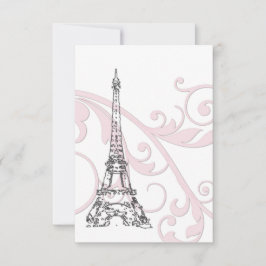 Roze rollen en Eiffeltoren Kaart