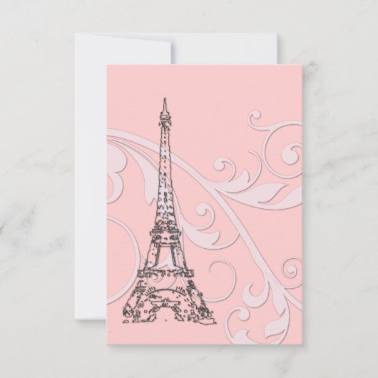 Roze rollen en Eiffeltoren Kaart (Voorkant)