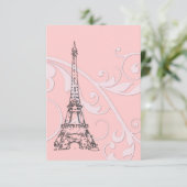 Roze rollen en Eiffeltoren Kaart (Staand voorkant)