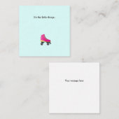 Roze Roller Schaats Mini Bedankt Flat Note Kaart Notitiekaartje (Voorkant / Achterkant)