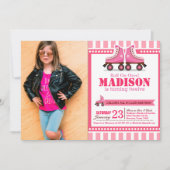 Roze Roller Schaats Sport Birthday Foto Kaart (Voorkant)