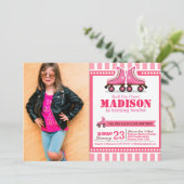 Roze Roller Schaats Sport Birthday Foto Kaart (Staand voorkant)