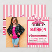 Roze Roller Schaats Sport Birthday Foto Kaart (Voorkant / Achterkant)