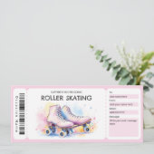 Roze Roller Skate Ticket Cadeau Certificaat Kaart (Staand voorkant)