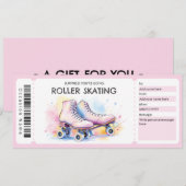 Roze Roller Skate Ticket Cadeau Certificaat Kaart (Voorkant / Achterkant)